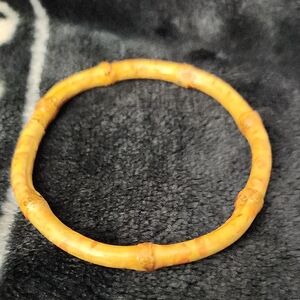 Bamboo-Style Yellow Resin Bangle Bracelet